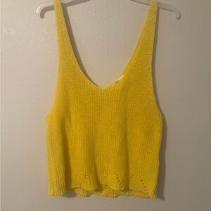 bp Yellow Knit V-Neck Tank Top bright yellow cute summer blouse